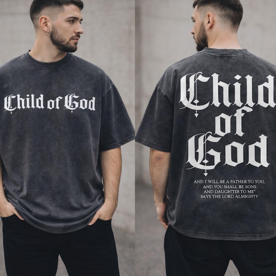 Child of God Shirt Vintage Christian Tee Oversized Acid Wash Gothic Faith Unisex Streetwear