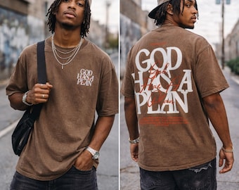 God Has a Plan Shirt Vintage Christian Tee Oversized Acid Wash Jeremiah 29 11 Faith Unisex