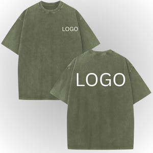 A green t-shirt with the word "LOGO" printed on the back.