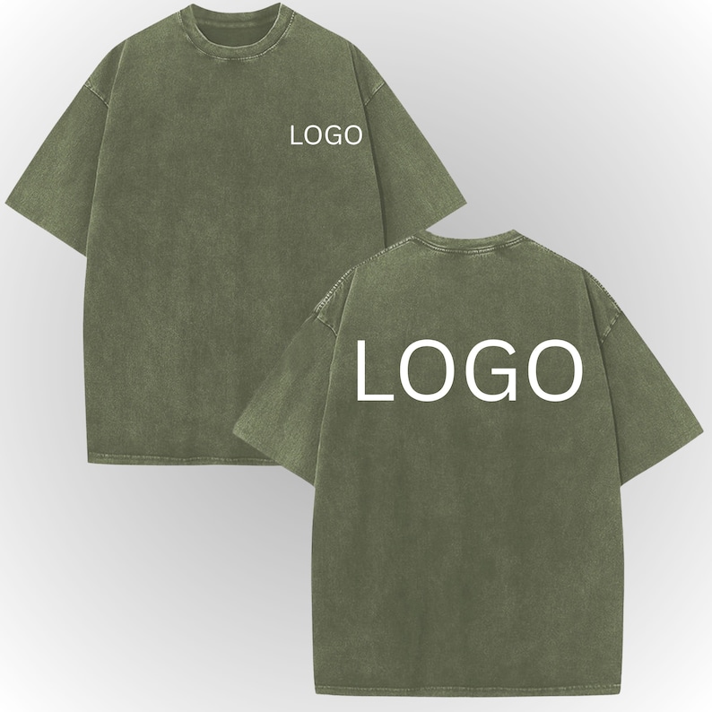 A green t-shirt with the word "LOGO" printed on the back.