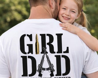 Maglietta per papà, maglietta "Il suo protettore per sempre", maglietta "Papà orgoglioso", regalo per padre e figlia, maglietta "Padre forte", abbigliamento per la vita da papà
