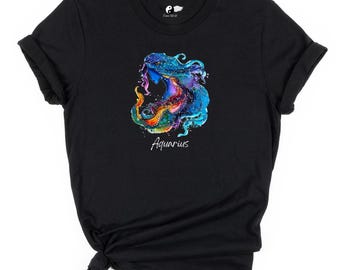 Aquarius Zodiac Sign Unisex Tee - Black Shirt