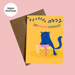 O presente purr-fect: cartão de aniversário engraçado para mim, cartão de gato engraçado, cartão de aniversário divertido, cartão de aniversário para ela, cartão de aniversário para ele