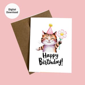 Druckbare Katzen Geburtstagskarte, digitale Geburtstagskarte von Katzen, lustige Katzen-Geburtstag für Freund, Mama, Papa, digitaler Download