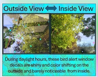 45 -Jen’s Bird Strike Alert Alternative Window Glass Decal- Handmade, Minimalist, Affordable, Effective, Non-Distracting, PP Cellophane