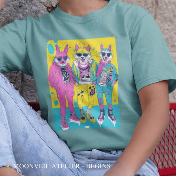 Camiseta con estampado de animales coloridos, ropa urbana unisex
