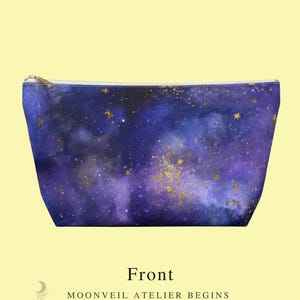 Galaxy Starry Night Accessory Pouch with T-Bottom,Cosmic Makeup Bag,Travel Organizer,Celestial Zipper Pouch,Festival Essentials Organizer
