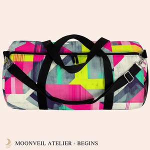 Colorful Geometric Duffel Bag - Bold Abstract Gym Tote for Women, Weekend Travel Bag with Neon Pattern, Modern Art-Inspired Fitness Carryall
