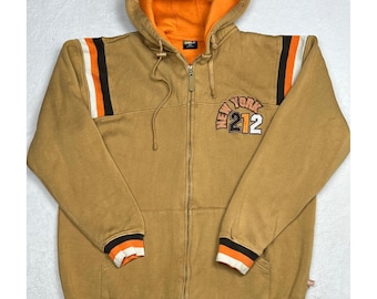 Vintage Delf New York 212 Full Zip Hoodie Mens 2XL Tan Orange Striped