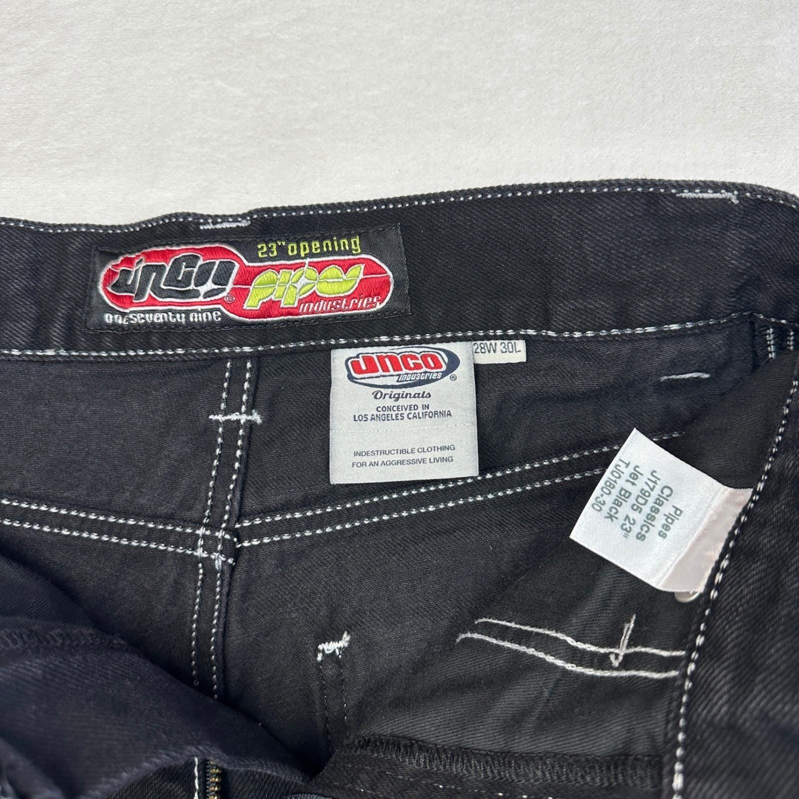 Buy JNCO Pipes Classics Jet Black Wide Leg Baggy Jeans 23 Inch 