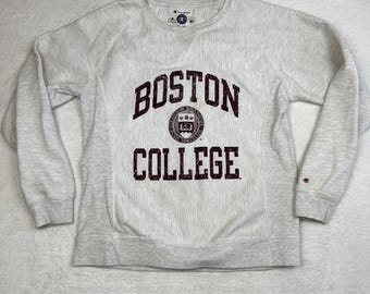 Sudadera Y2K Champion Reverse Weave Boston College Gris Talla Grande Cuello redondo raglán
