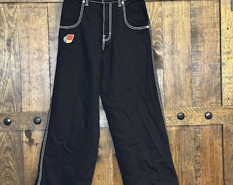 JNCO Pipes Classics Jet Black Wide Leg Baggy Jeans 23 Inch Opening 30x30 J179D5