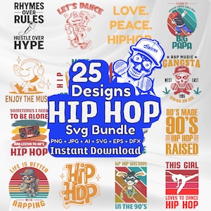 Hip Hop SVG Bundle: Singer, Rapper & Dance Silhouettes (Instant Download