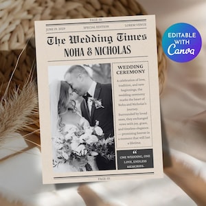 Editable Wedding Newspaper Template: Canva Wedding Program (Digital Download)