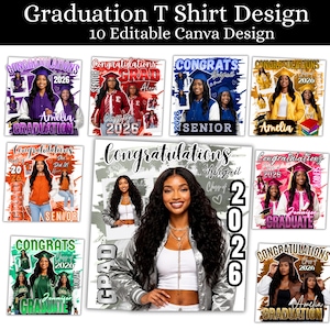 Editable graduation shirt template bundle for class of 2026 seniors