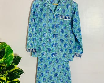 Cotton Pj Set, Indian Pajamas, Night Suit, Handmade Pj Set, Bridesmaid Pj Set, Sleepwear Women Printed Pajamas, Bridemaid Gifts For Her