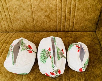 Handblock Quilted Makeup Bag Set, Eco-friendly Cotton Women Toiletry Bag Set For Gift, Block Printed Cosmetic Bag Set Of 3 Pieces, Wash Bag