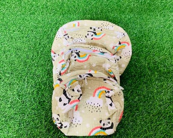 Conjunto de 3 bolsas de maquiagem, bolsas de algodão para higiene pessoal, bolsas de higiene pessoal femininas, bolsas com estampa de blocos de mão, bolsas reutilizáveis, bolsas de beleza, bolsas de cosméticos femininas, presentes