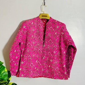 Kurtka pikowana z bawełny, krótka kurtka, ręcznie robiona kurtka, dwustronny zimowy płaszcz w stylu boho dla kobiet, kurtka w nowym stylu, prezenty dla niej