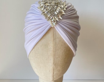 Turbante blanco para iyawo turbante blanco mujer handmade white turban for women with rhinestones