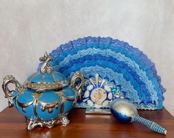 Sopera de yemaya asesu con abanico y maraca porcelain tureen yemaya ashaba with fan and rattle tinaja para santo yemaya yembo