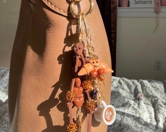 Croissant Chocolate Bag Charm | Cozy Brown Purse Accessory, Keychain, coffee Lover Gift