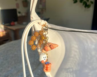 Cozy Comfort Keychain and Bag Charm| Adorable Croissant,  Marshmallow and pancake charms | purse charm | bag accessories | clay charms