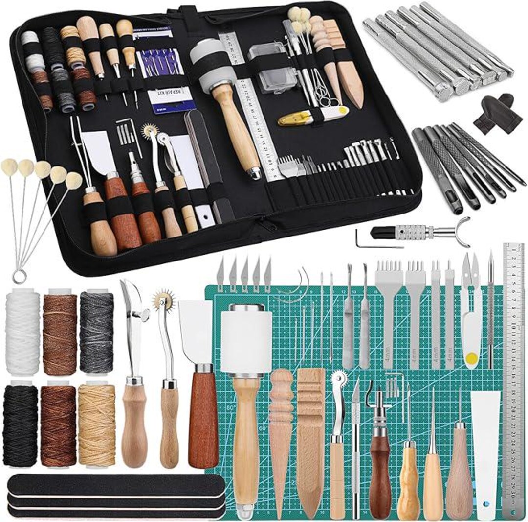 Leather Working Tools Leather Craft Kit With Waxed Thread Stitching ...