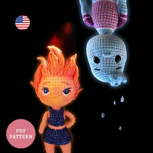 E-book Crochet Pattern Amigurumi: Ember and Wade. Gale and Cole Bonus Elemental (English)