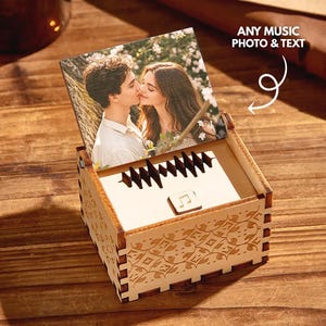 Caja de música personalizada con foto y canción, regalo personalizado con voz, texto - Melodía para mamá, pareja, cumpleaños, aniversario, regalo para ella, él