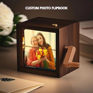 Scatola di animazione flipbook fotografica personalizzata - Libro fotografico in legno con luce, regalo di anniversario, compleanno, matrimonio, regalo unico per coppia e arredamento per la casa