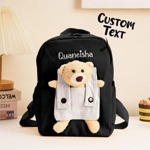 Sac à dos personnalisé pour enfant avec nom, cartable ours brodé personnalisé, cadeau de rentrée pour garçons et filles, sac à dos pour tout-petit
