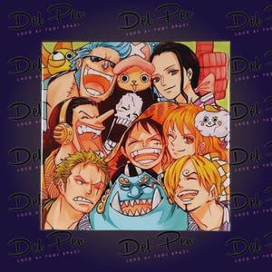 Luffy Family - Quadro 20x20 cm Ceramica Italiana - Decorazione muro - Design pareti - One Piece