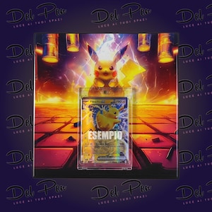 Pikachu Furioso - Quadro 20x20 cm Ceramica Italiana - Decorazione muro - Design pareti - Supporto per carte TCG Incluso - Pokèmon