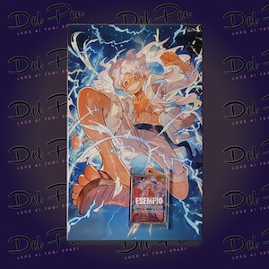 Luffy Op05 SEC – 40 x 25 cm italienisches Keramikgemälde – TCG-Kartenhalter inklusive – Wandhalterung inklusive – One Piece