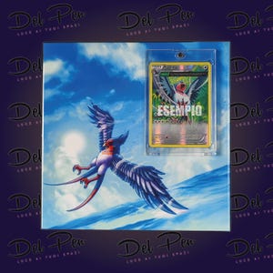 Swellow vola - Quadro 20x20 cm Ceramica Italiana - Decorazione muro - Design pareti - Supporto per carte TCG Incluso - Pokèmon