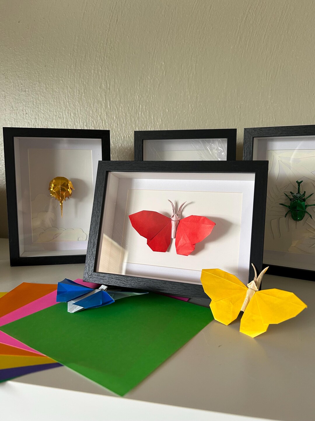 Origami Butterfly Shadowbox | Handmade Paper Art | Minimalist Wall ...