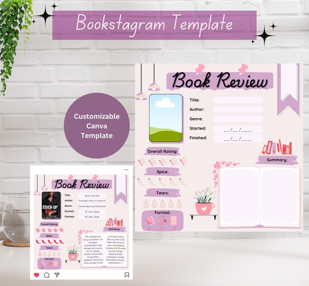Romance Book Review Template for Bookstagram – Stylish & Customizable ...
