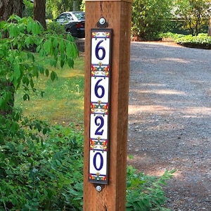 Vertical Tile House Numbers Address Set- Framed & Ready to Hang