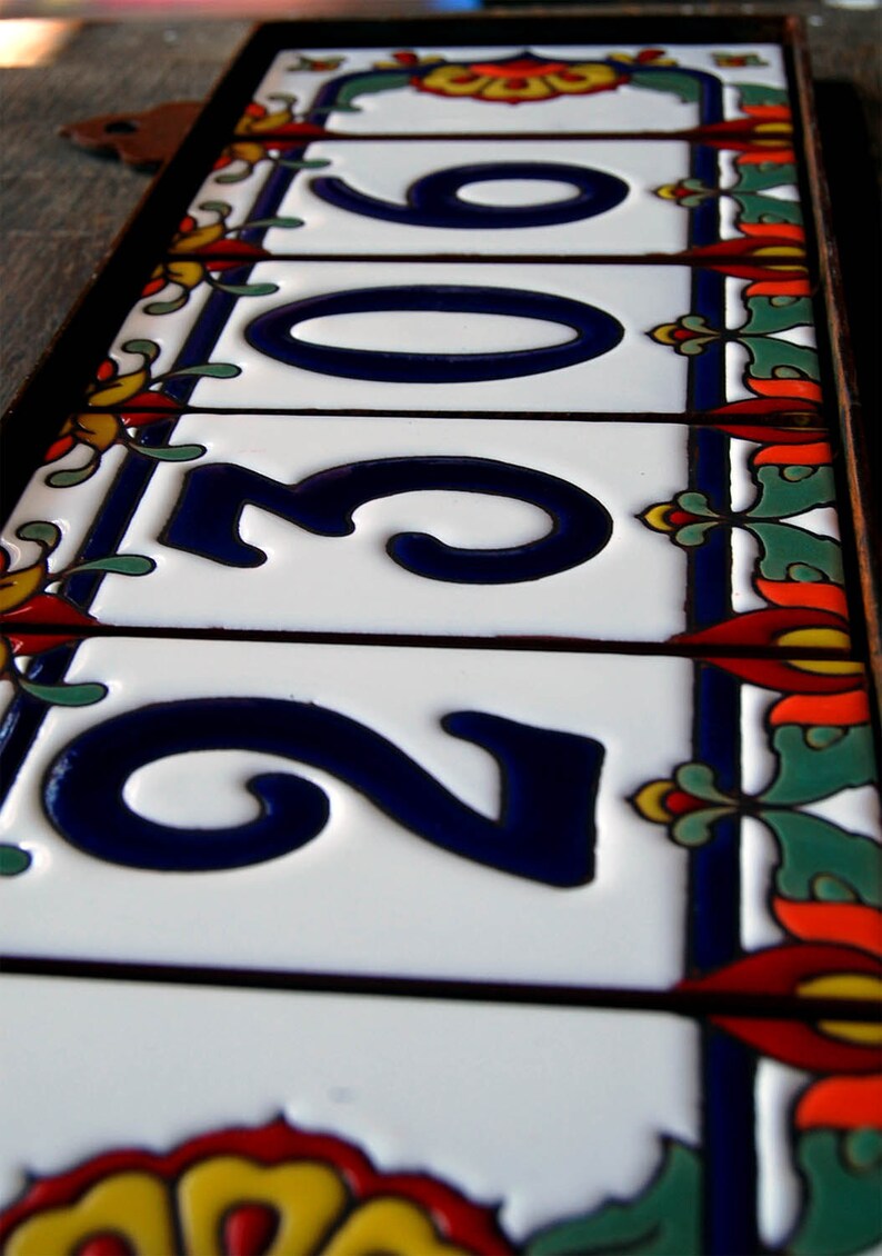 Custom Hand Glazed Blue on White Talavera | Ceramic Tile House Numbers | Colorful Address Sign | Made in Arizona