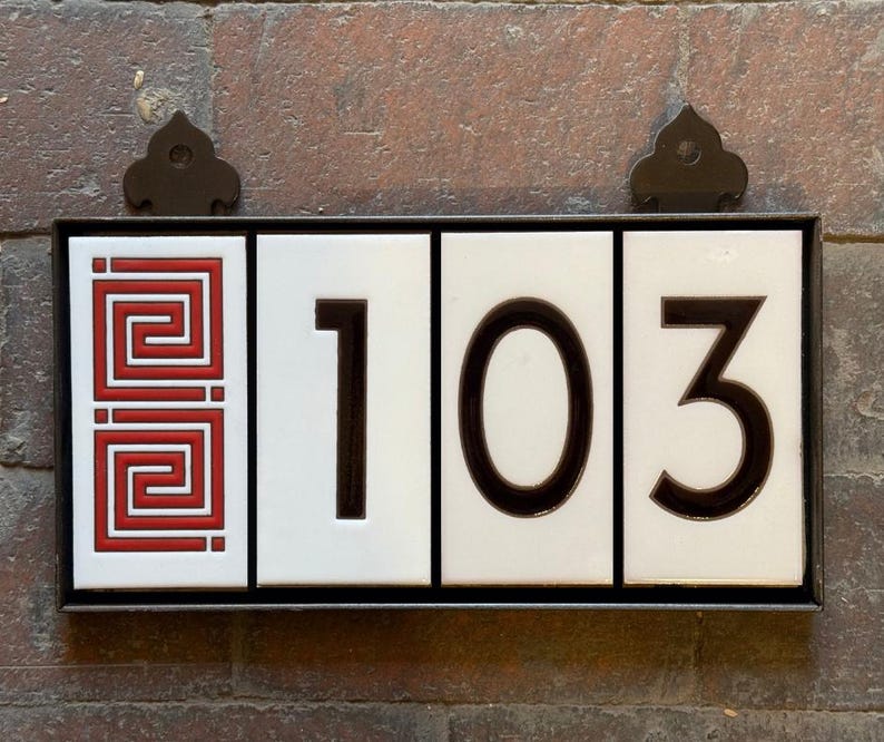 Carly Quinn Designs Frank Lloyd Wright Ceramic Tile Address Sign - Thumbnail 3