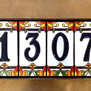 Custom Hand Glazed Blue on White Talavera | Ceramic Tile House Numbers | Colorful Address Sign | Made in Arizona