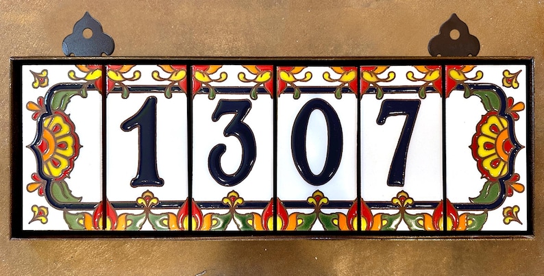 Custom Hand Glazed Blue on White Talavera | Ceramic Tile House Numbers | Colorful Address Sign | Made in Arizona