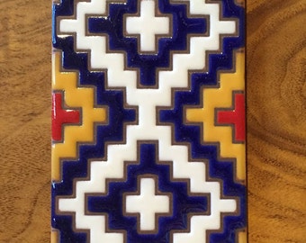 3x6 Geometric Navajo Rug Hand Glazed Decorative Ceramic Tile