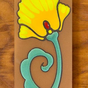 Hand Glazed Poppy Flower Tile: Terra Cotta Wildflower Wall Art