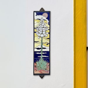 Retro Yucca Tile Mural: Hand-Glazed Ceramic Southwest Desert Art
