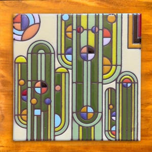 Frank Lloyd Wright Saguaro Ceramic Tile Trivet: Art & Architecture Gift