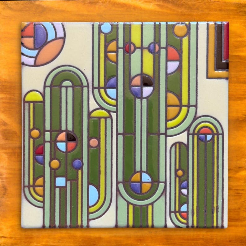 Saguaro Forms | Frank Lloyd Wright© 6x6 Ceramic Tile | Art and Architecture Gift | Unique Kitchen Trivet | Cork Backed | Small Wall Decor