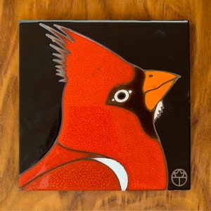 6"x6" Exclusive Wil Taylor Cardinal Hand Glazed Tile