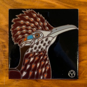 Hand Glazed Roadrunner Tile: Southwest Desert Decor, Tucson Art